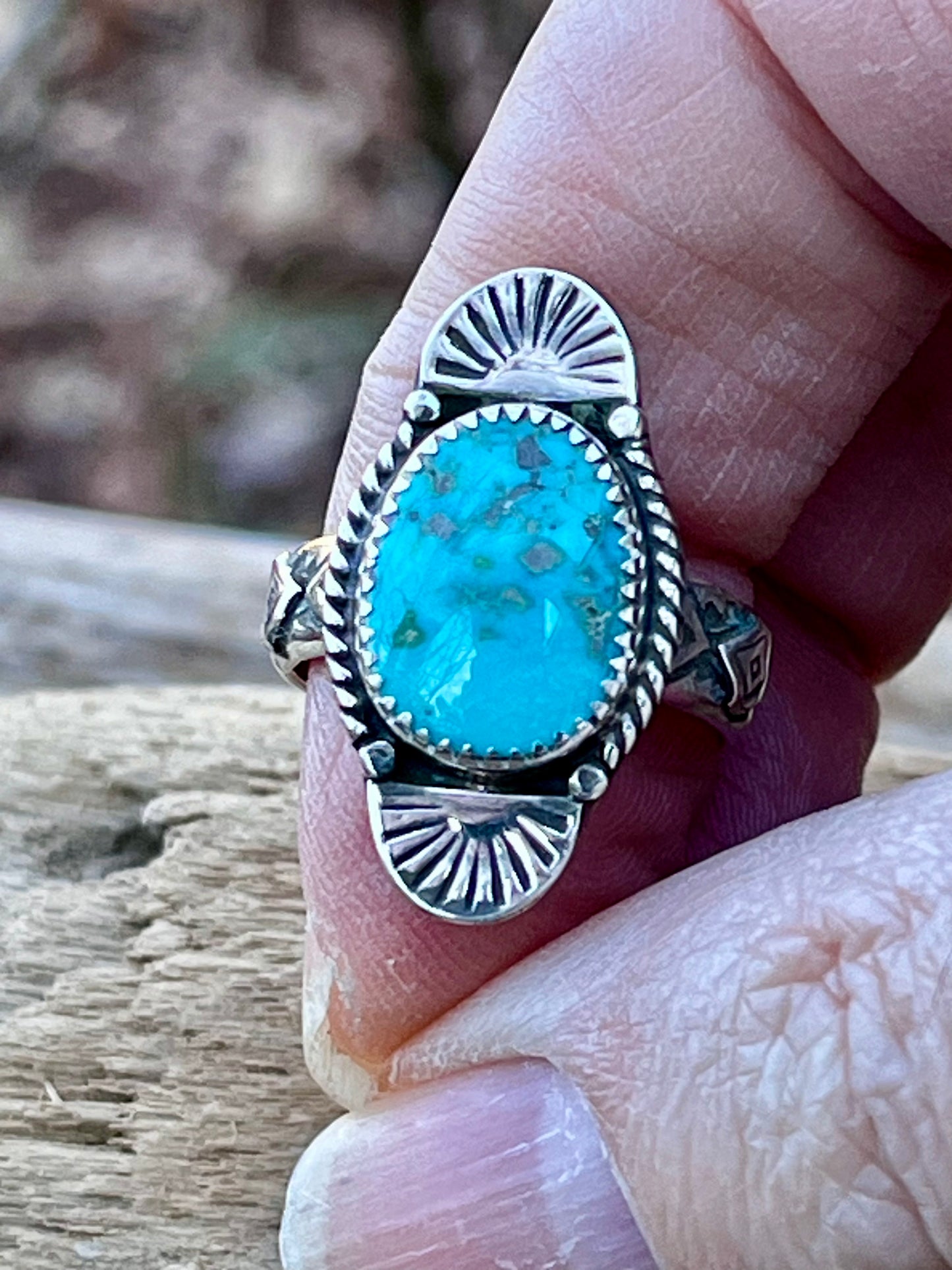 Lone Mountain Turquoise ring Sz-7.5