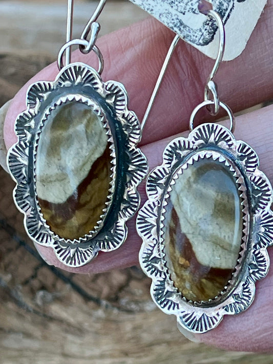 Picture Agate & Sterling Silver earrings.