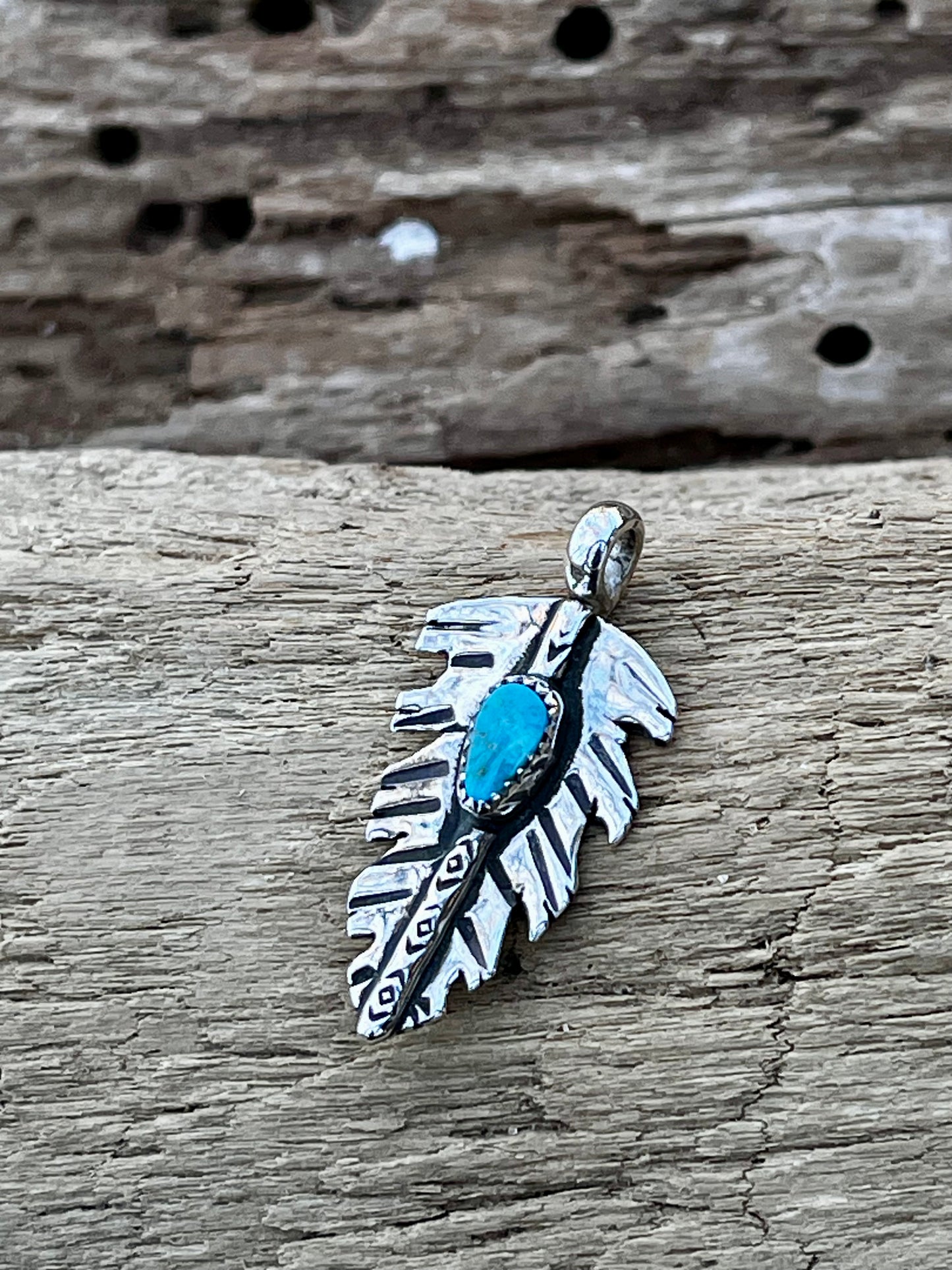 High grade Royston Turquoise “small” feather pendant
