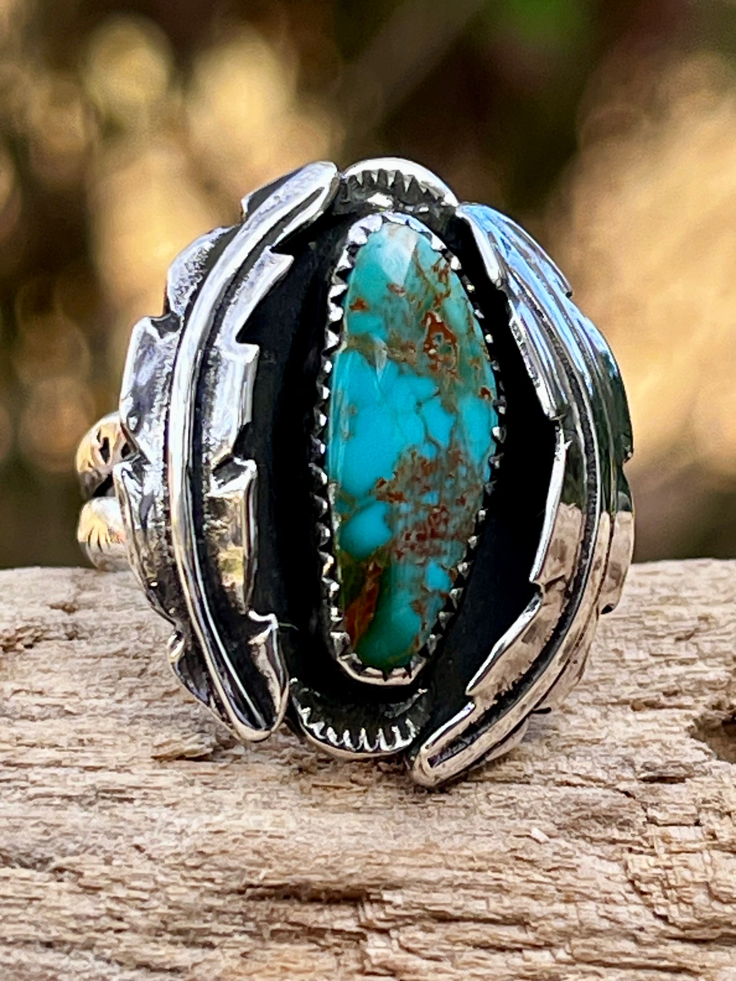 Handcrafted high grade Royston Turquoise ring size-7