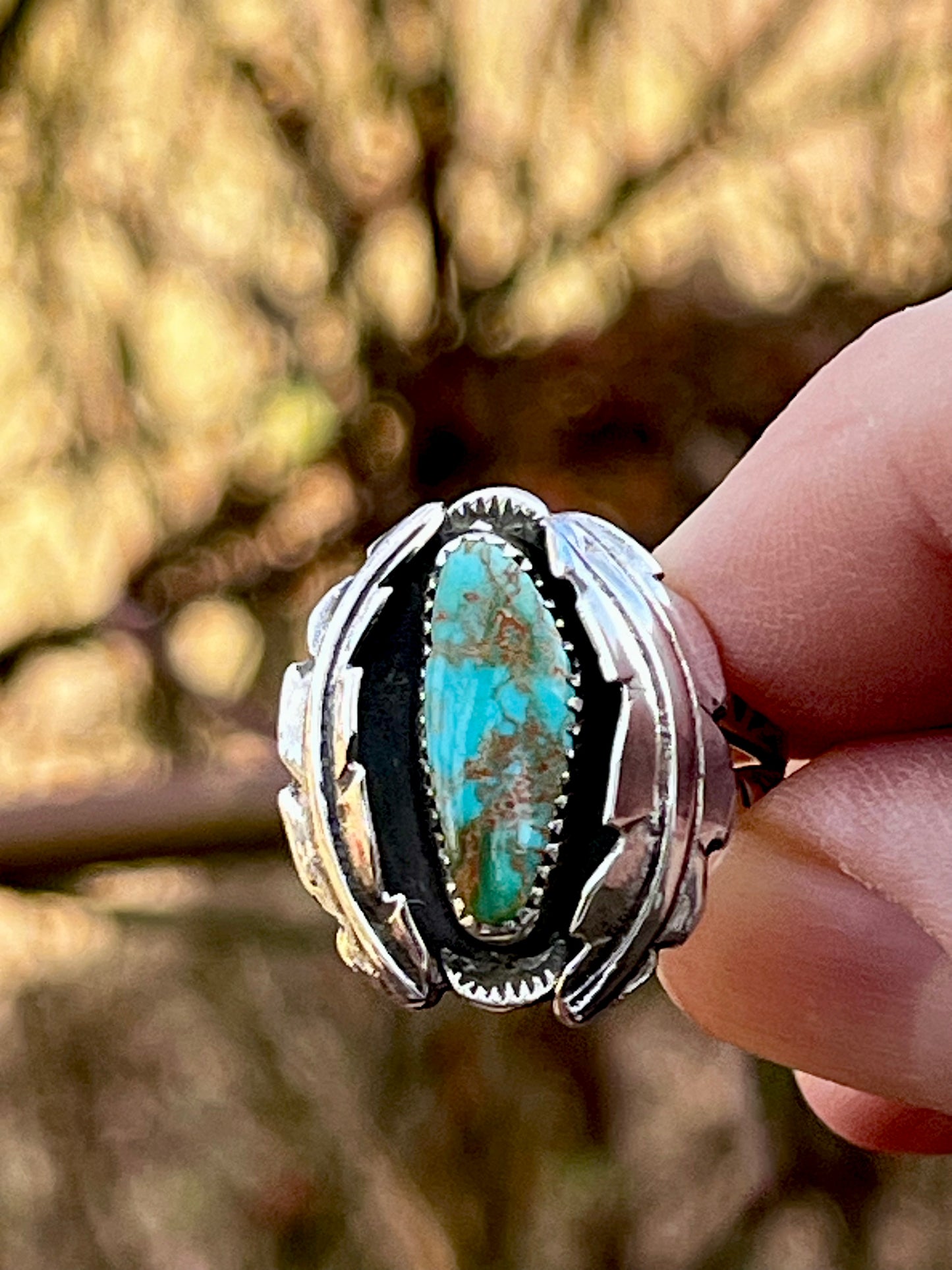 Handcrafted high grade Royston Turquoise ring size-7