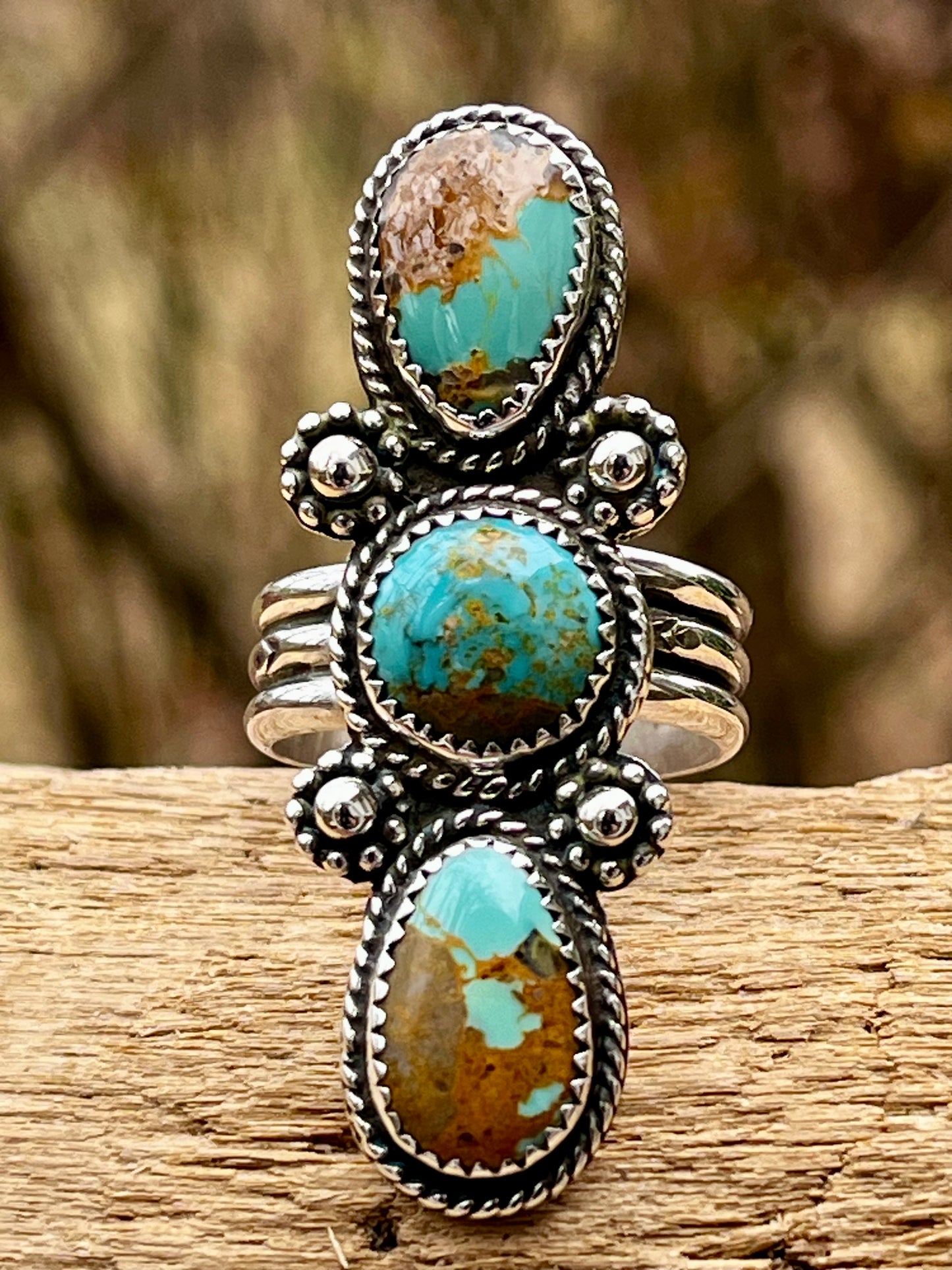 Royston Turquoise “sleek 3” ring-size 7