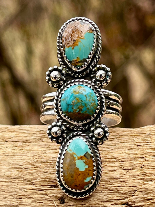 Royston Turquoise “sleek 3” ring-size 7