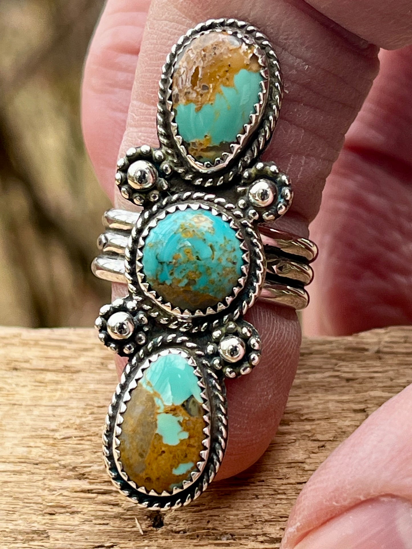 Royston Turquoise “sleek 3” ring-size 7