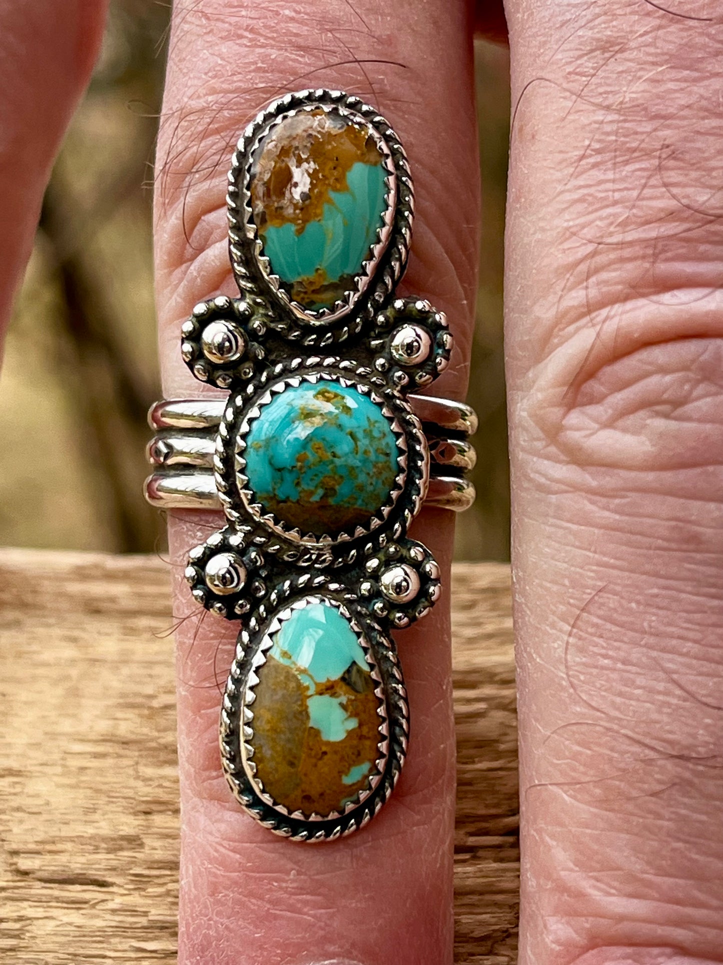 Royston Turquoise “sleek 3” ring-size 7