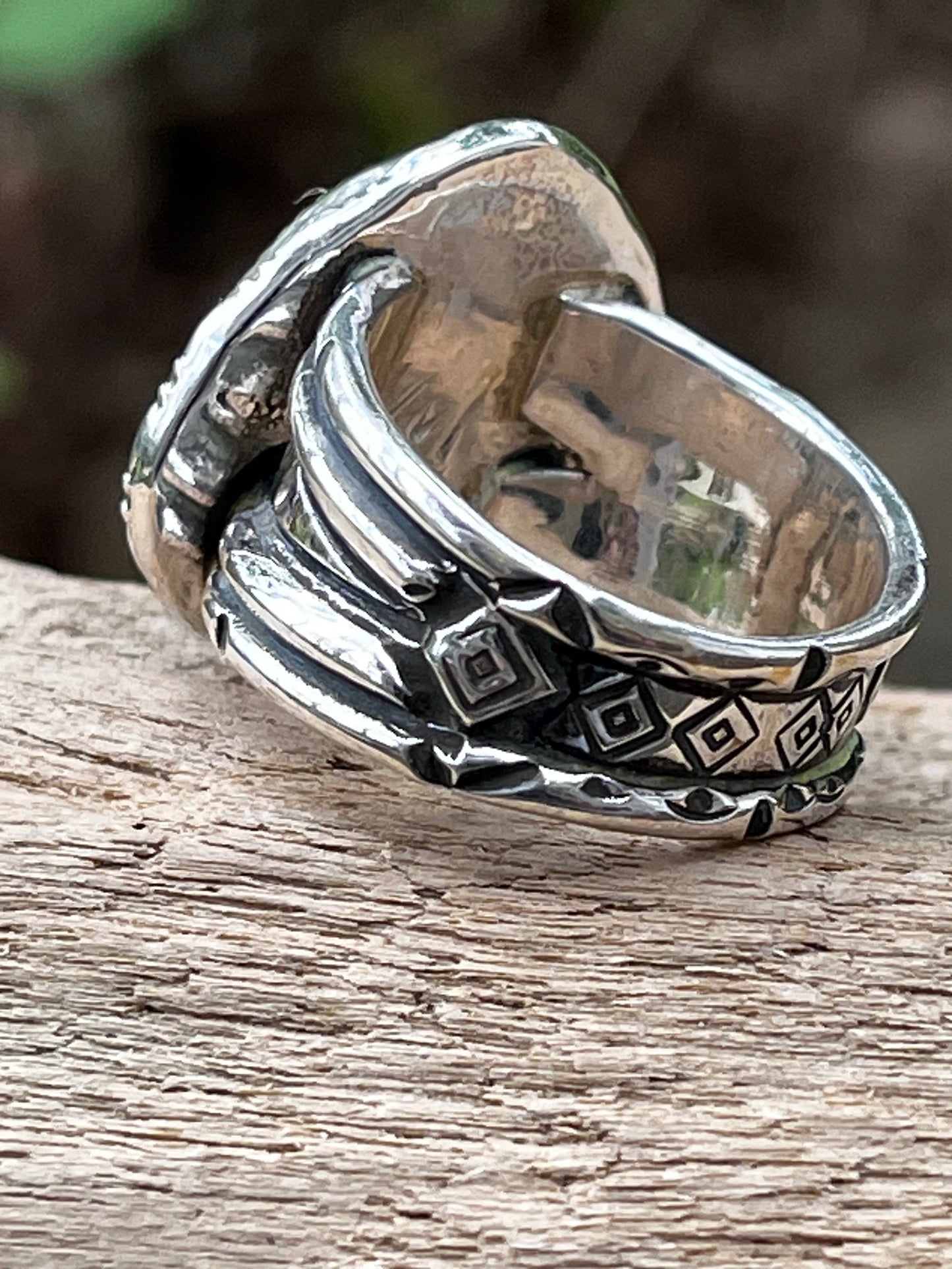 Natural Crow 🐦‍⬛ Springs”Birds eye” Turquoise Ring Sz-8.75-9