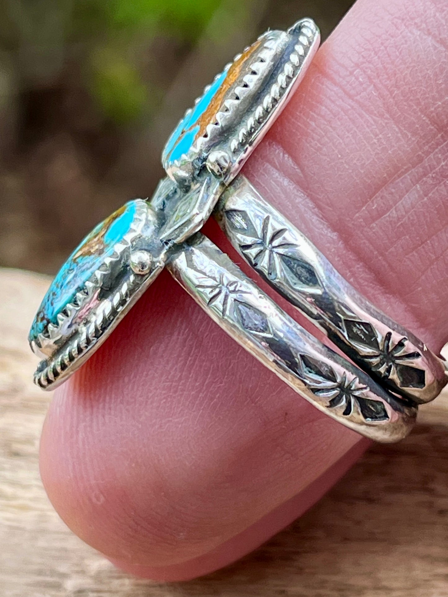 Natural High grade Dbl Royston & Pilot Mountain Turquoise ring Sz-8.5