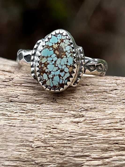 Natural High grade Gobi Desert Turquoise stacker ring size 6.5