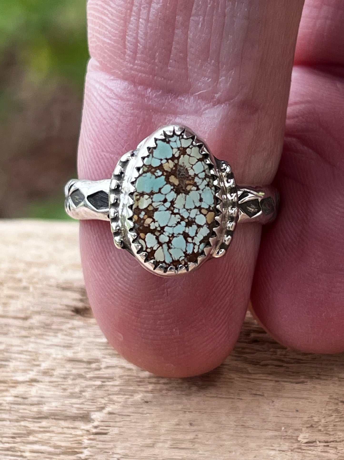 Natural High grade Gobi Desert Turquoise stacker ring size 6.5