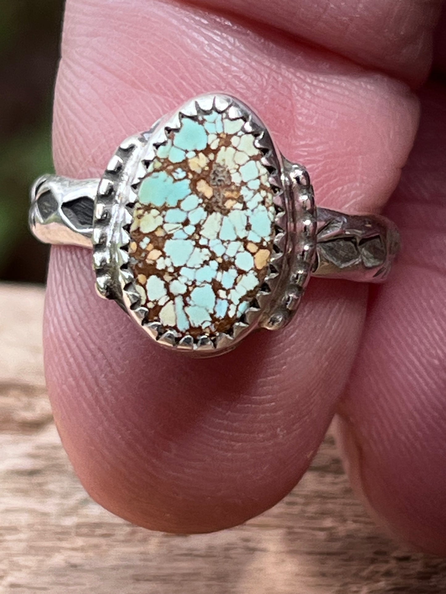 Natural High grade Gobi Desert Turquoise stacker ring size 6.5