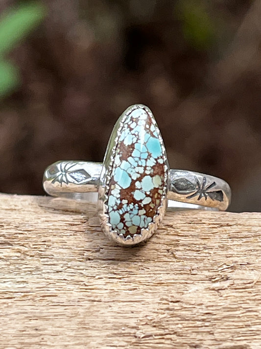 Natural high grade Gobi Desert Turquoise stacker ring Sz-8.5