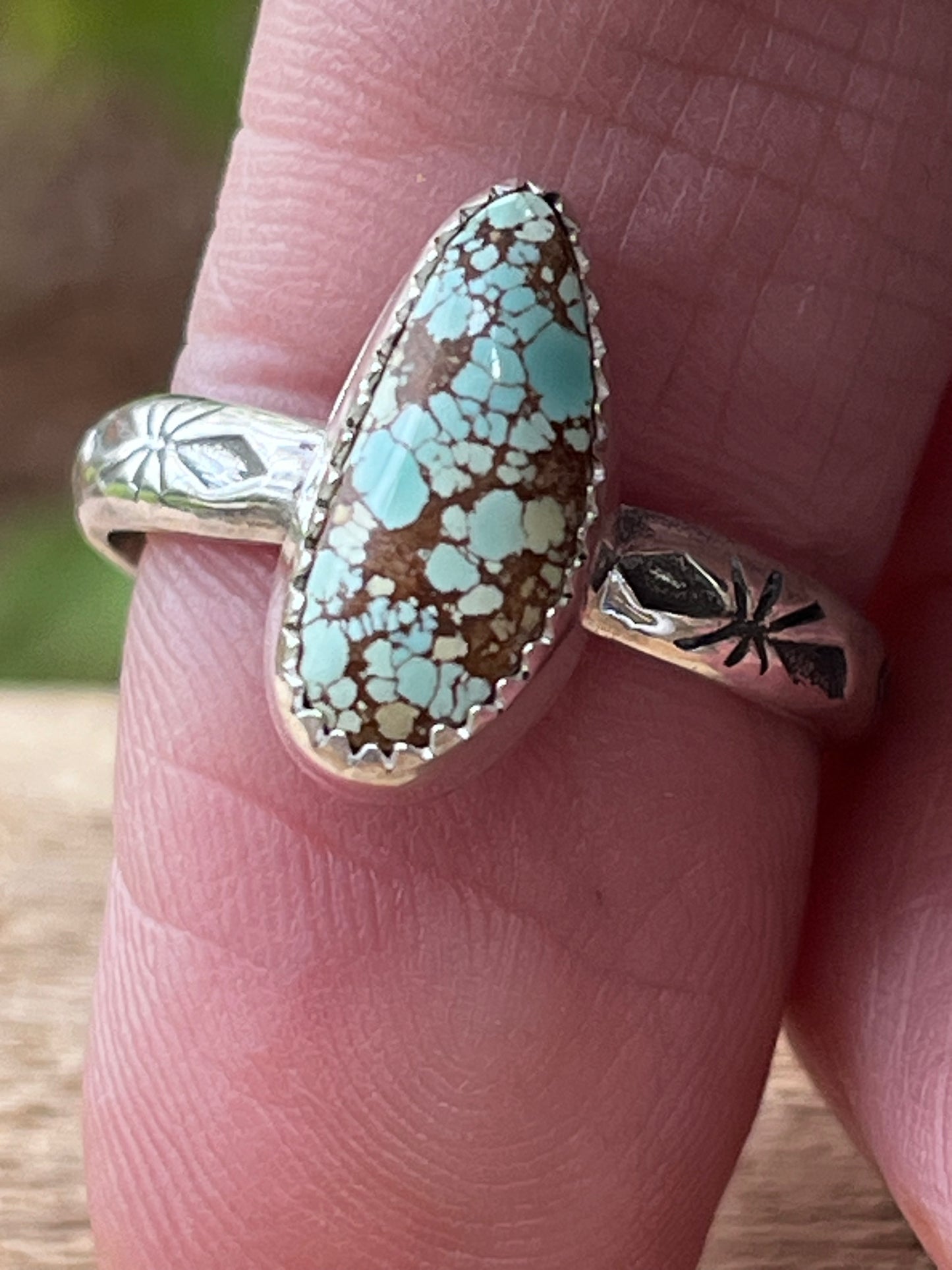 Natural high grade Gobi Desert Turquoise stacker ring Sz-8.5