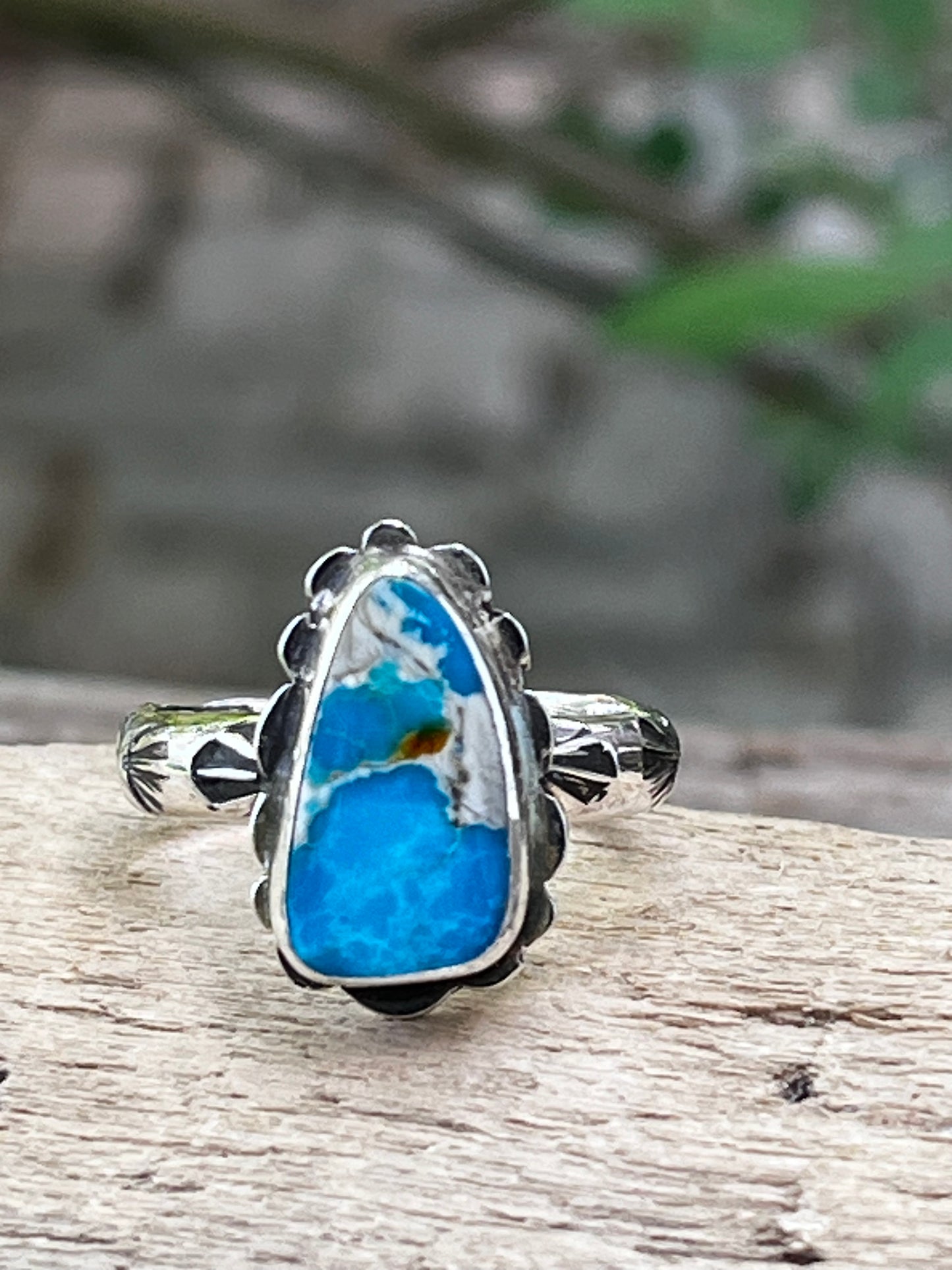 Natural High grade Pilot Mountain Turquoise ring Sz-9