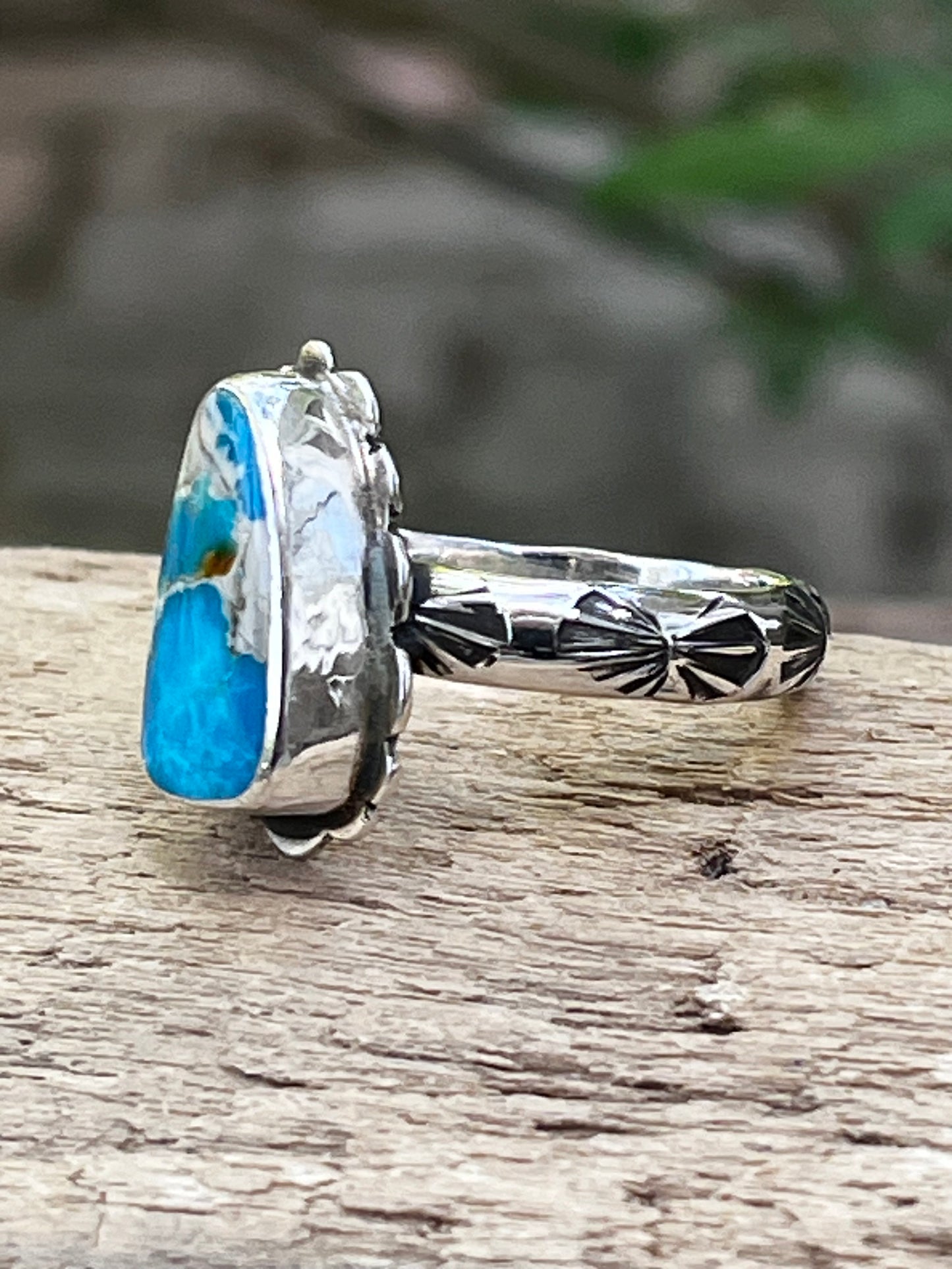 Natural High grade Pilot Mountain Turquoise ring Sz-9