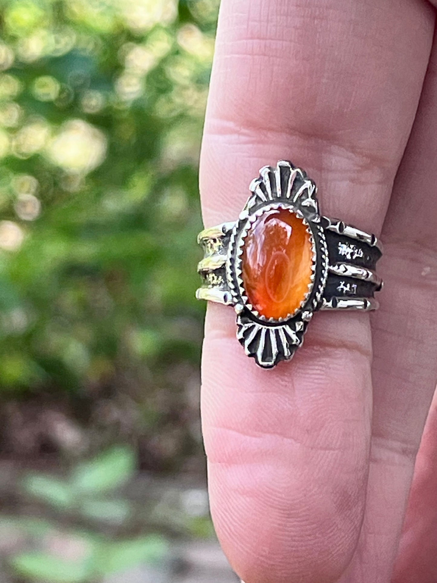 Natural Carnelian “Lady of fire” ring Sz-7.5