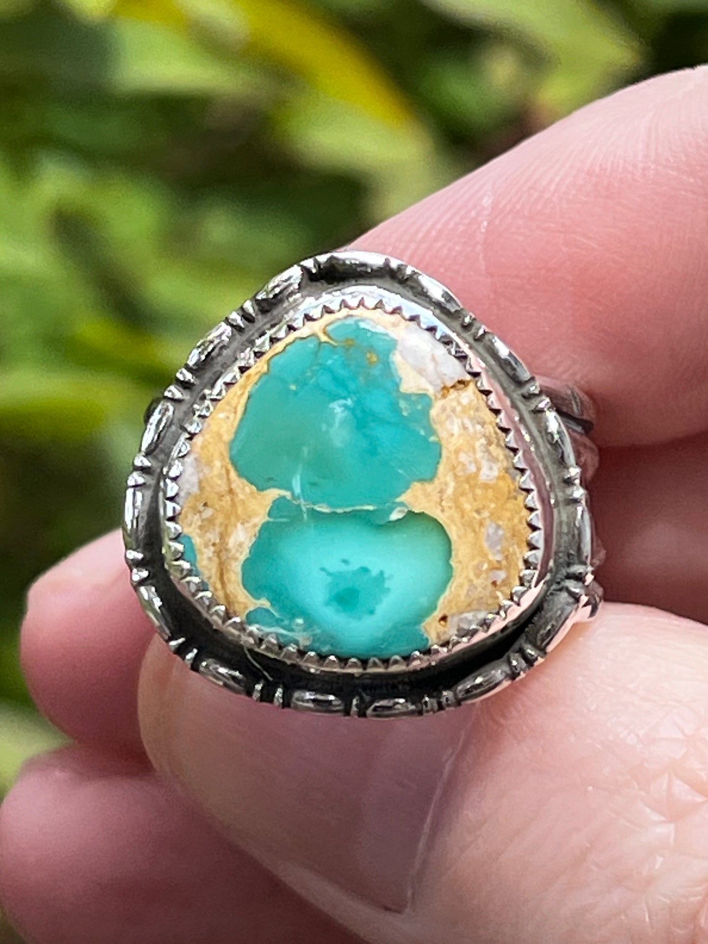 Natural Crow 🐦‍⬛ Springs”Birds eye” Turquoise Ring Sz-8.75-9