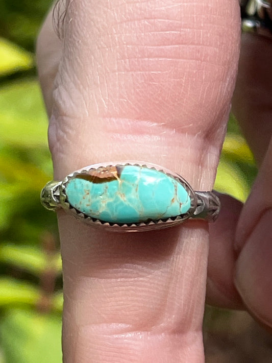 Natural High grade Pilot Mountain Turquoise stacker ring Sz 9