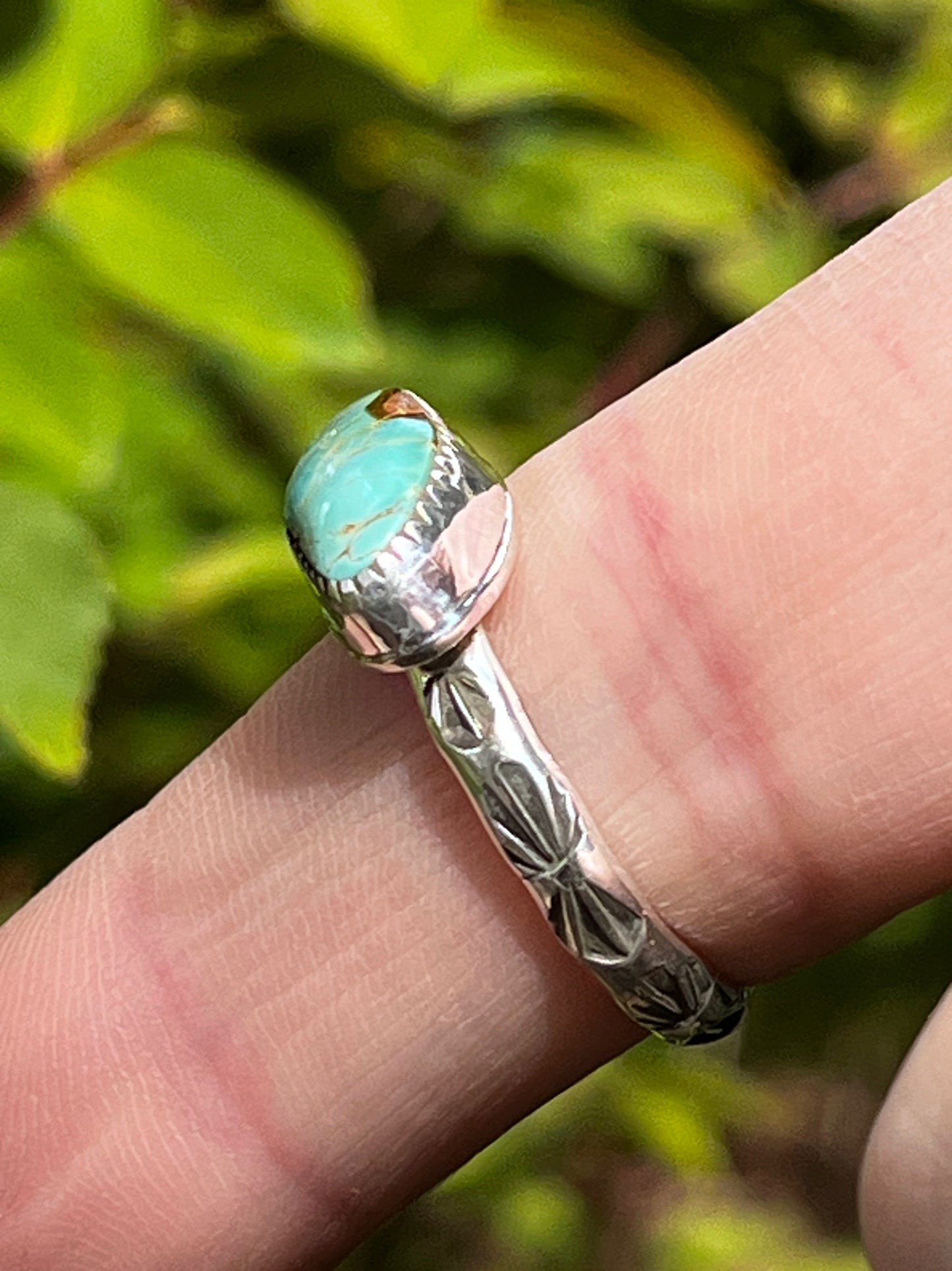 Natural High grade Pilot Mountain Turquoise stacker ring Sz 9