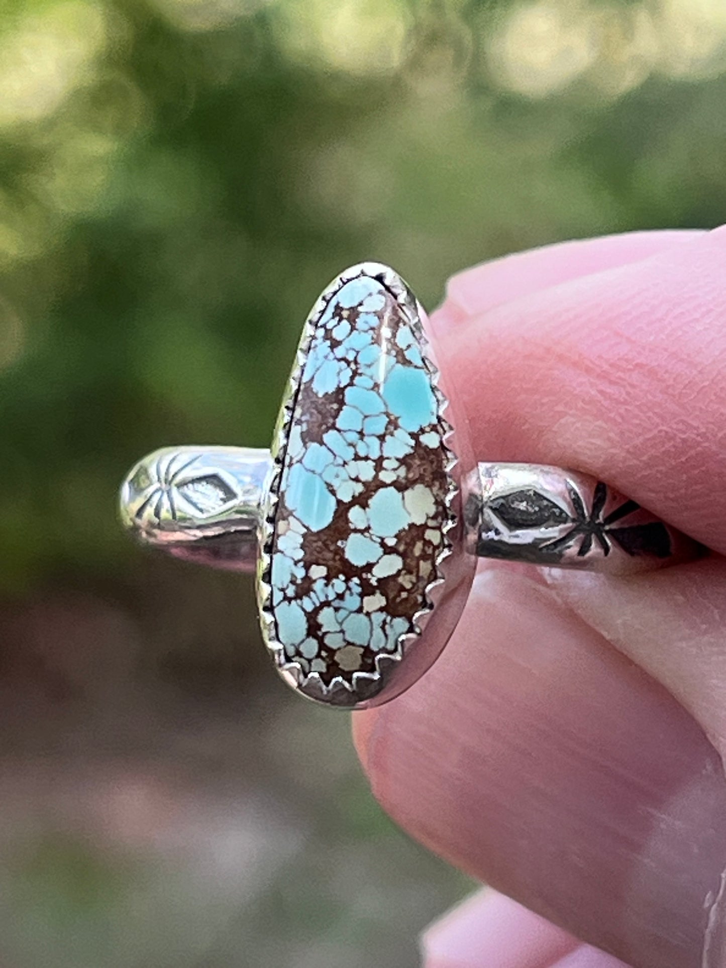 Natural high grade Gobi Desert Turquoise stacker ring Sz-8.5