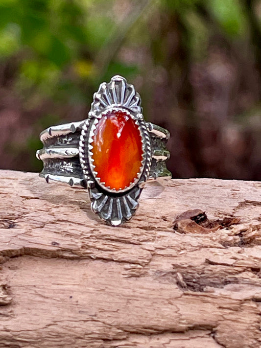 Natural Carnelian “Lady of fire” ring Sz-7.5