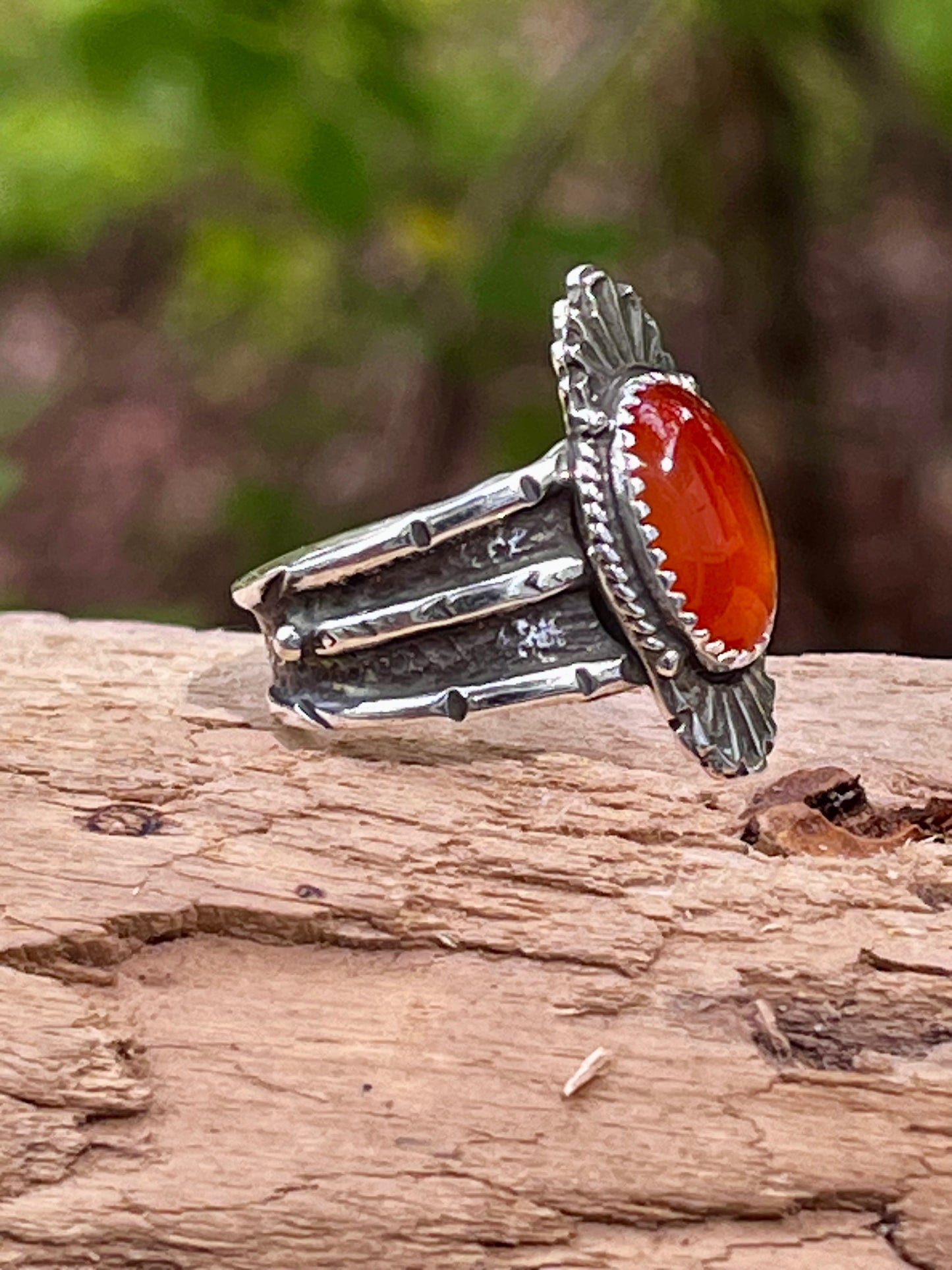 Natural Carnelian “Lady of fire” ring Sz-7.5