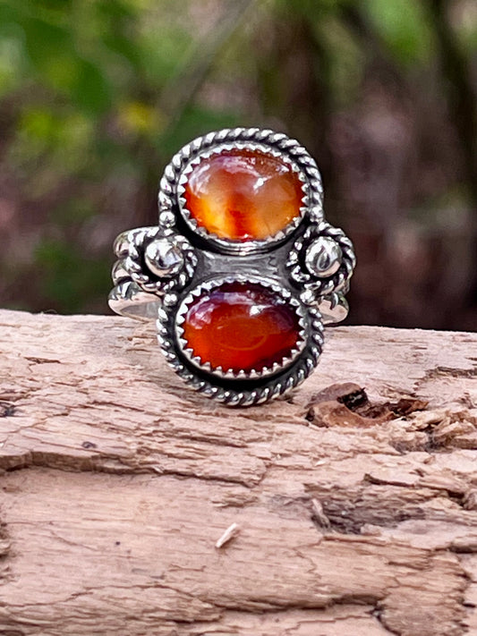 Dbl Natural Carnelian “the shine” Ring Sz-8.5