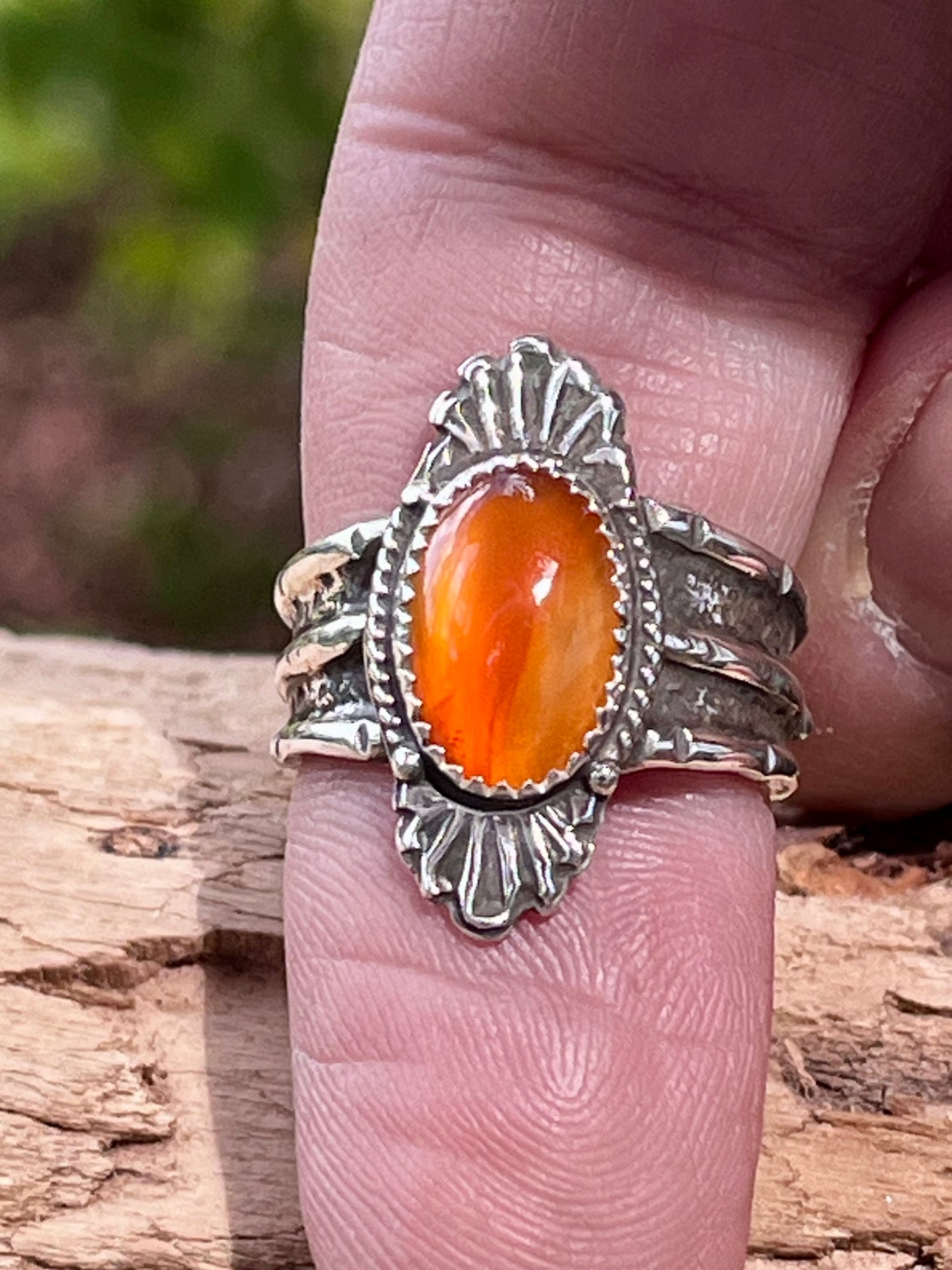 Natural Carnelian “Lady of fire” ring Sz-7.5