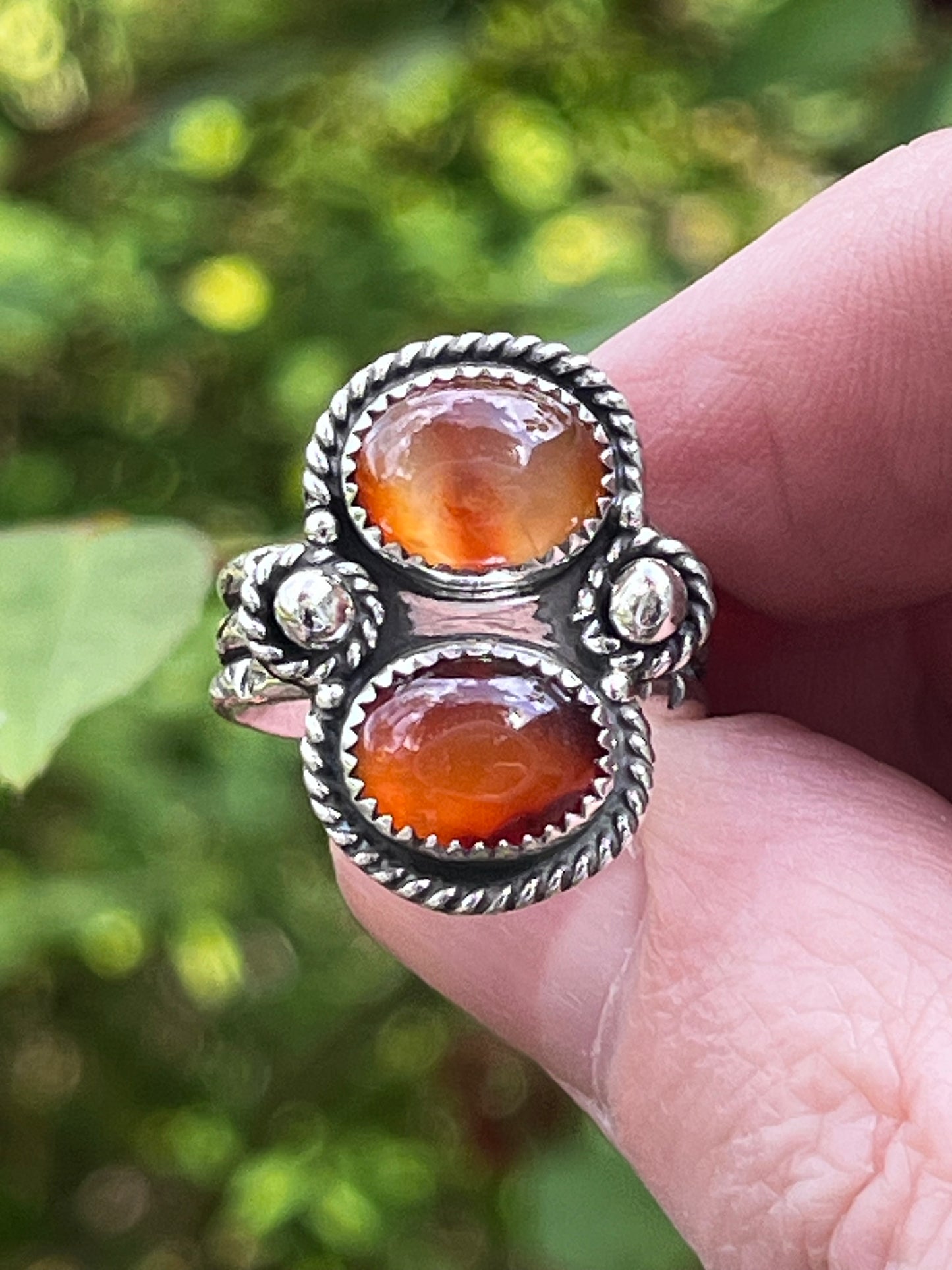 Dbl Natural Carnelian “the shine” Ring Sz-8.5