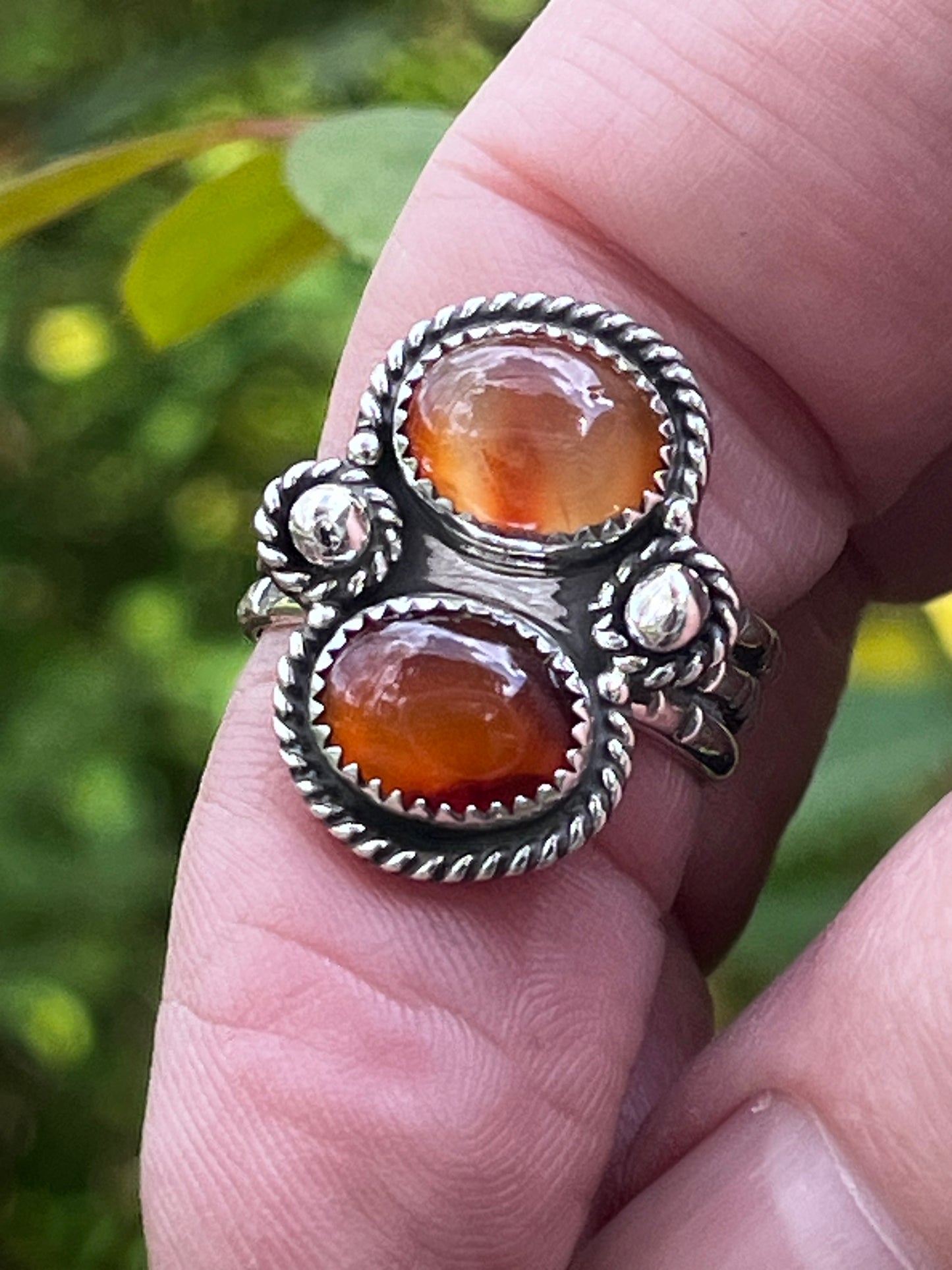 Dbl Natural Carnelian “the shine” Ring Sz-8.5