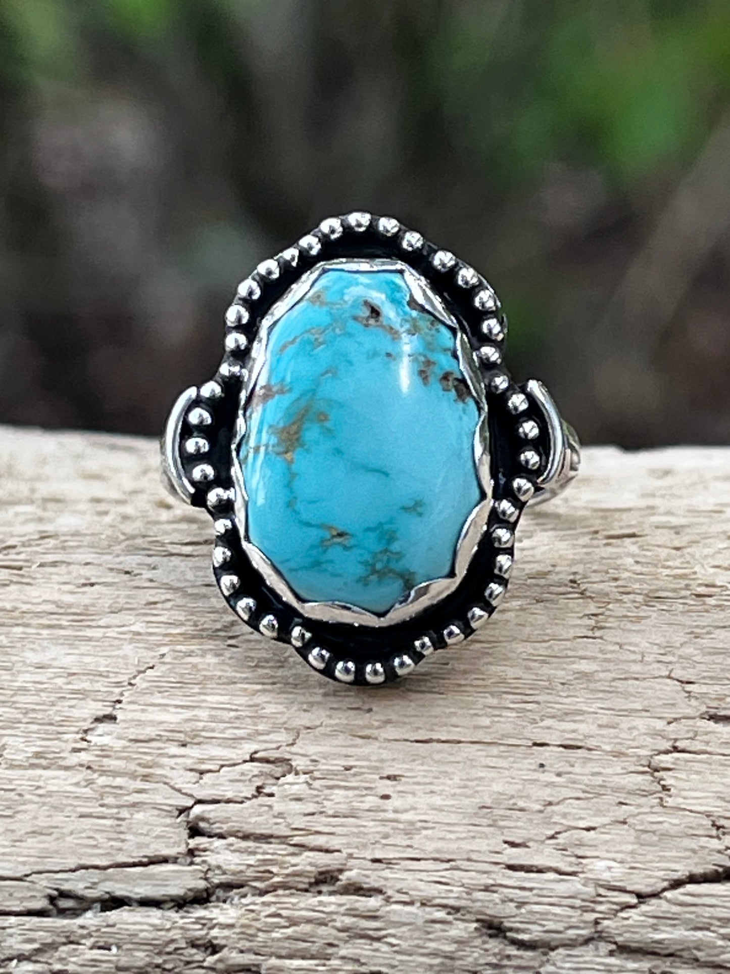Natural High grade Royston Turquoise ring Sz-6.5