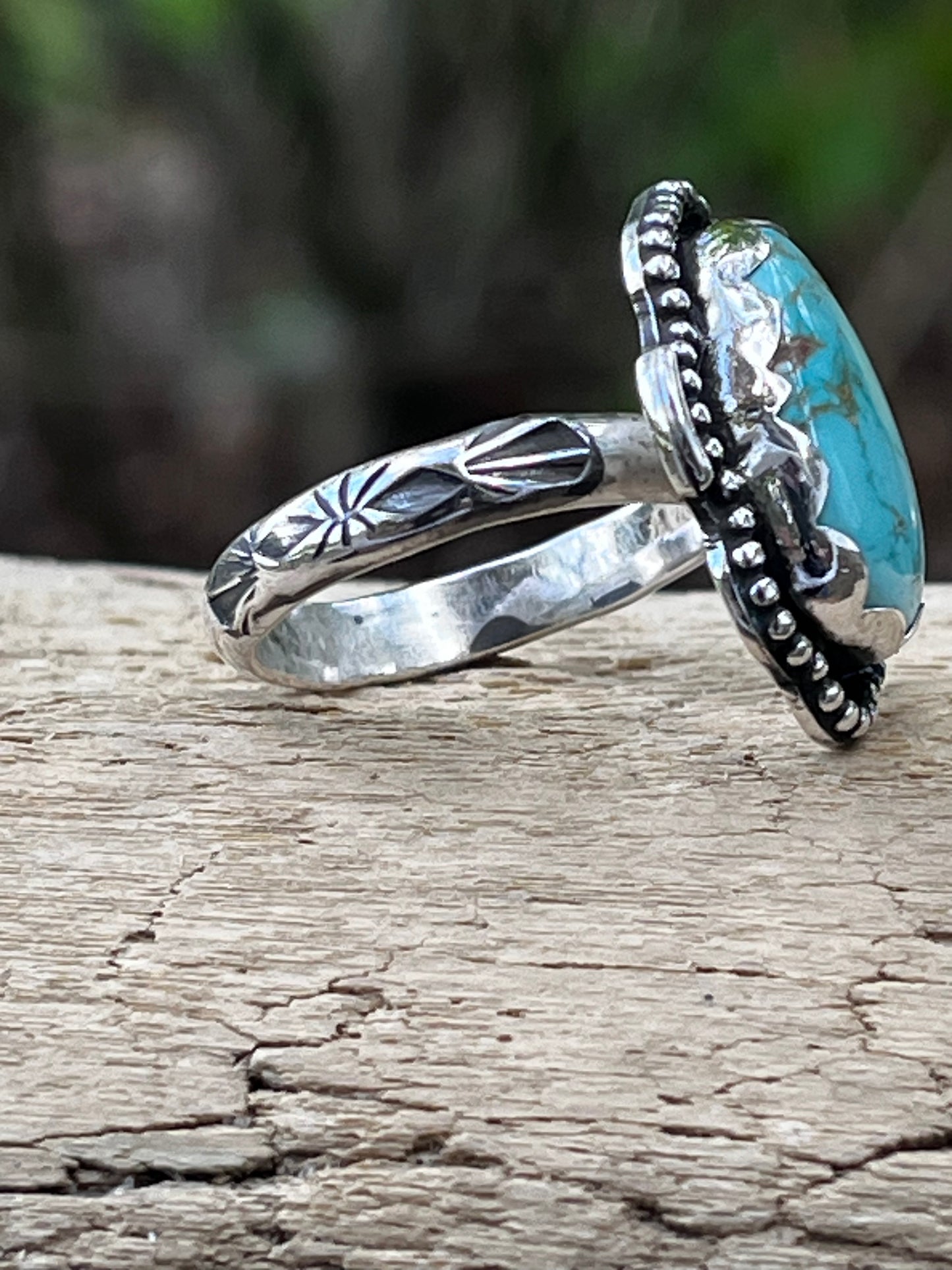 Natural High grade Royston Turquoise ring Sz-6.5