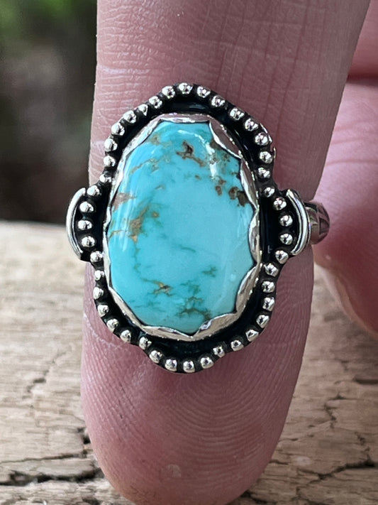 Natural High grade Royston Turquoise ring Sz-6.5