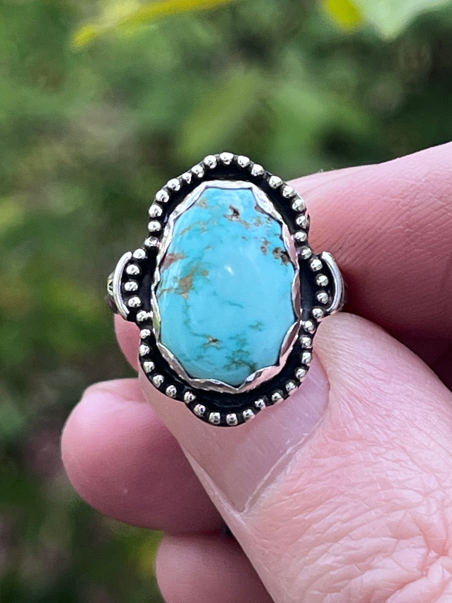 Natural High grade Royston Turquoise ring Sz-6.5