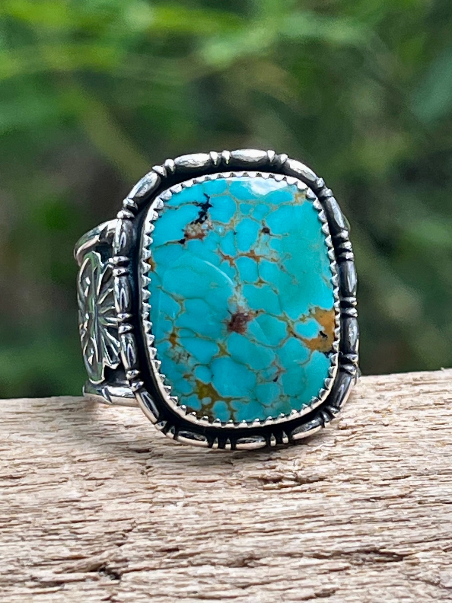 Kingman Turquoise “Lucky Blue Owl” statement ring Sz-9.5
