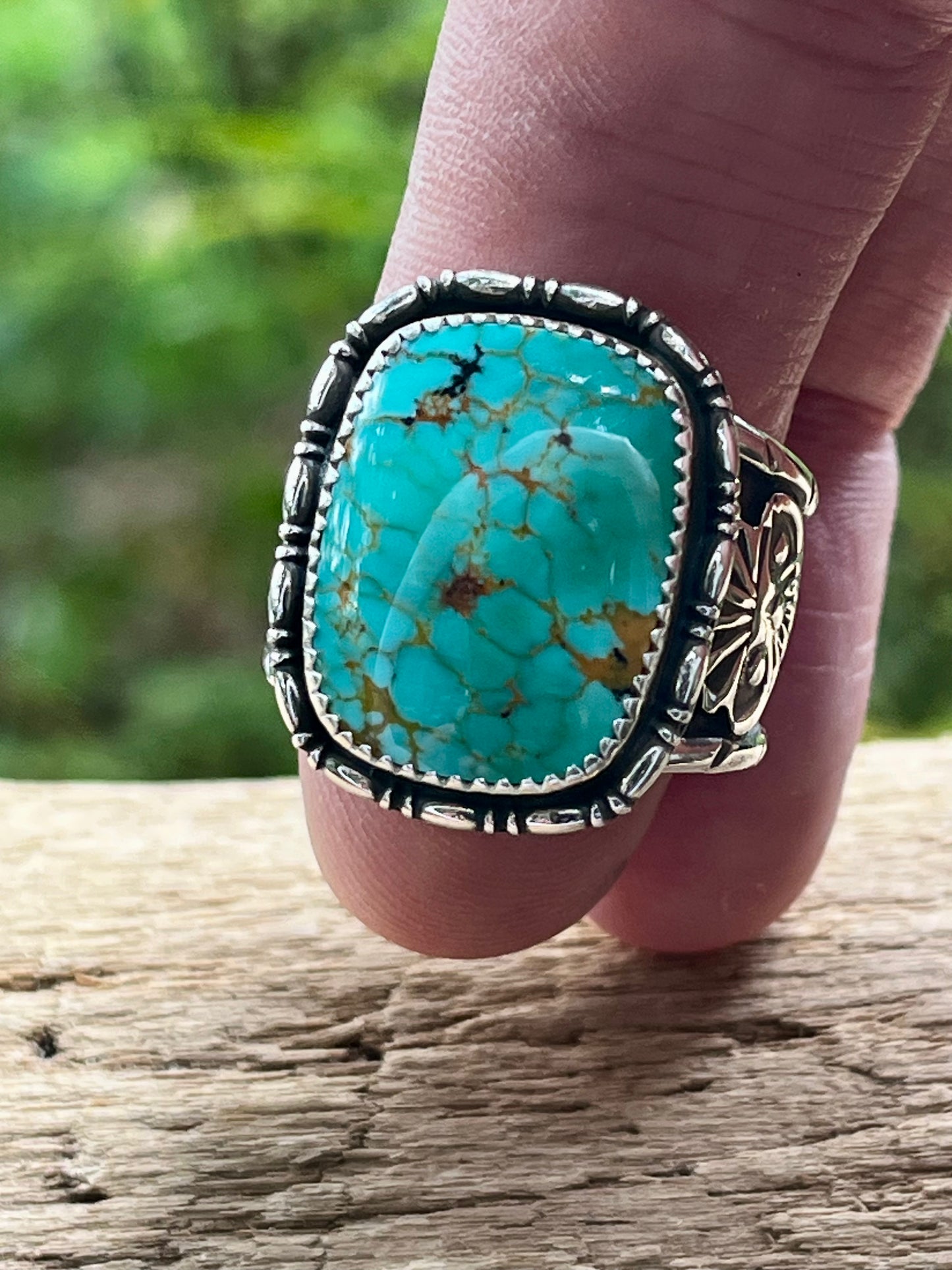 Kingman Turquoise “Lucky Blue Owl” statement ring Sz-9.5