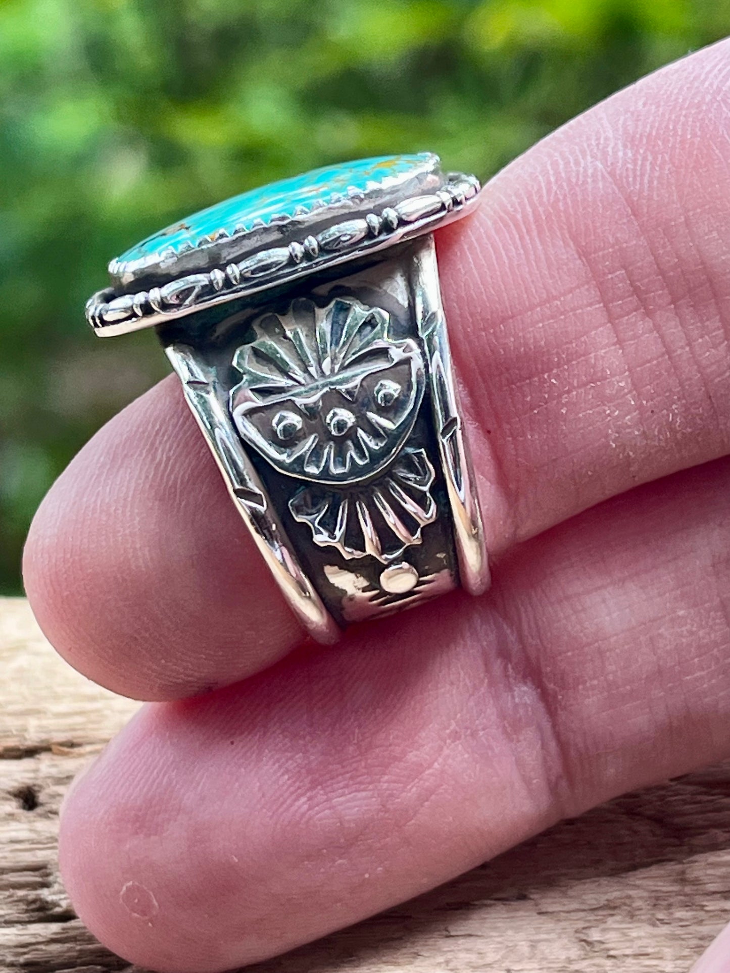 Kingman Turquoise “Lucky Blue Owl” statement ring Sz-9.5