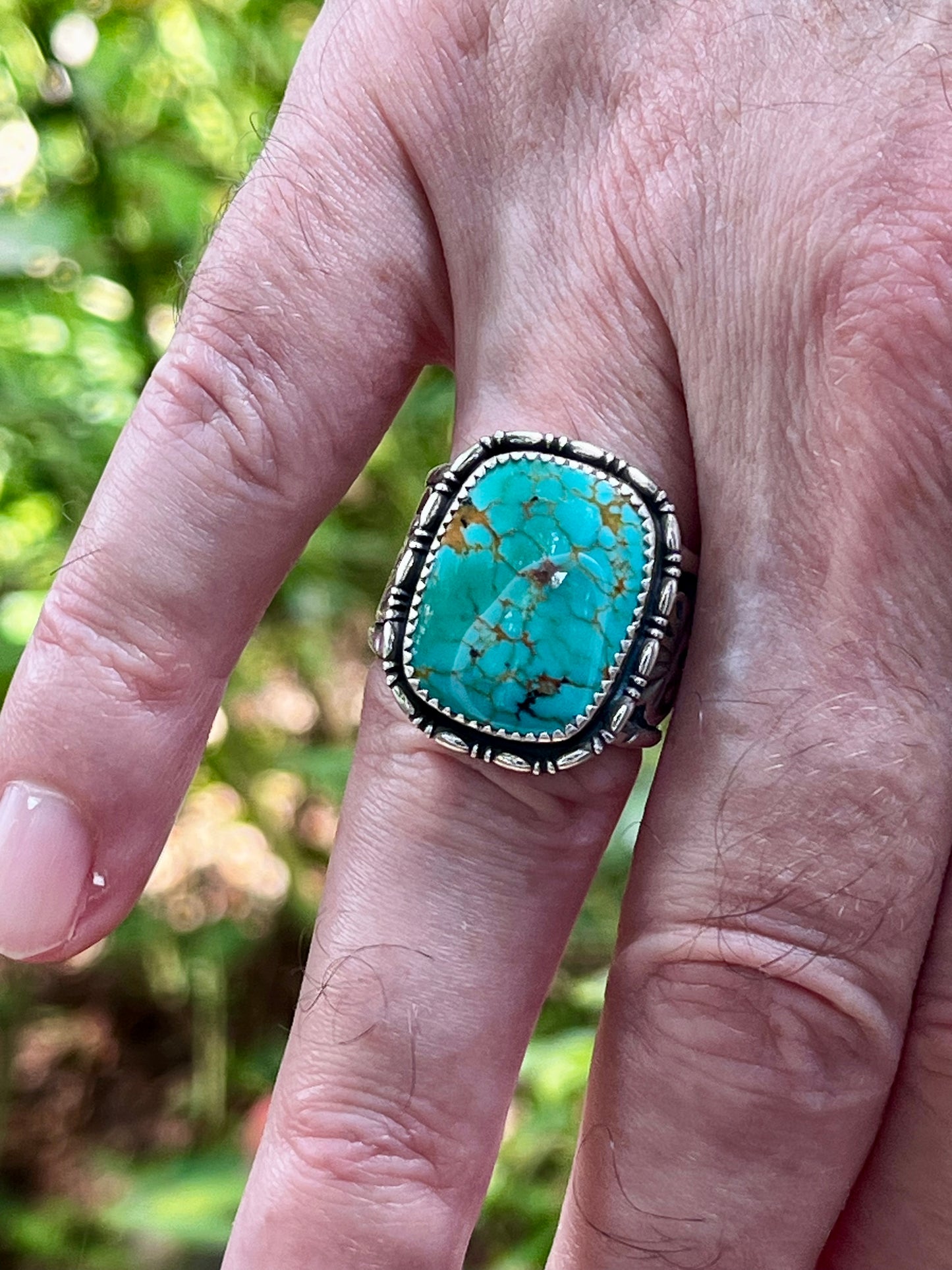 Kingman Turquoise “Lucky Blue Owl” statement ring Sz-9.5