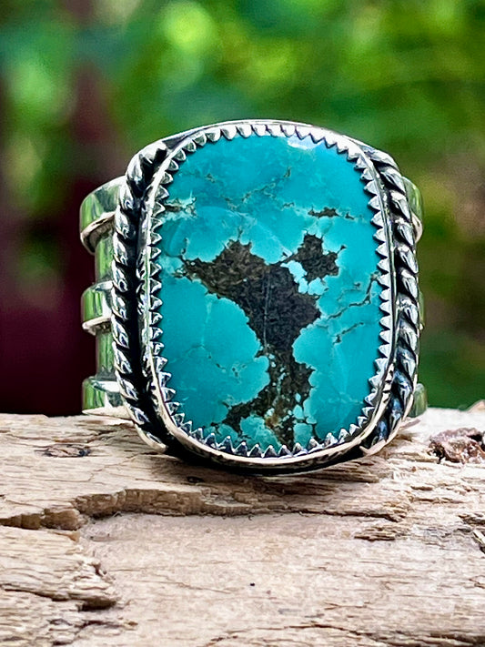 Tyrone Turquoise statement “Black Bird” ring Sz-10.5