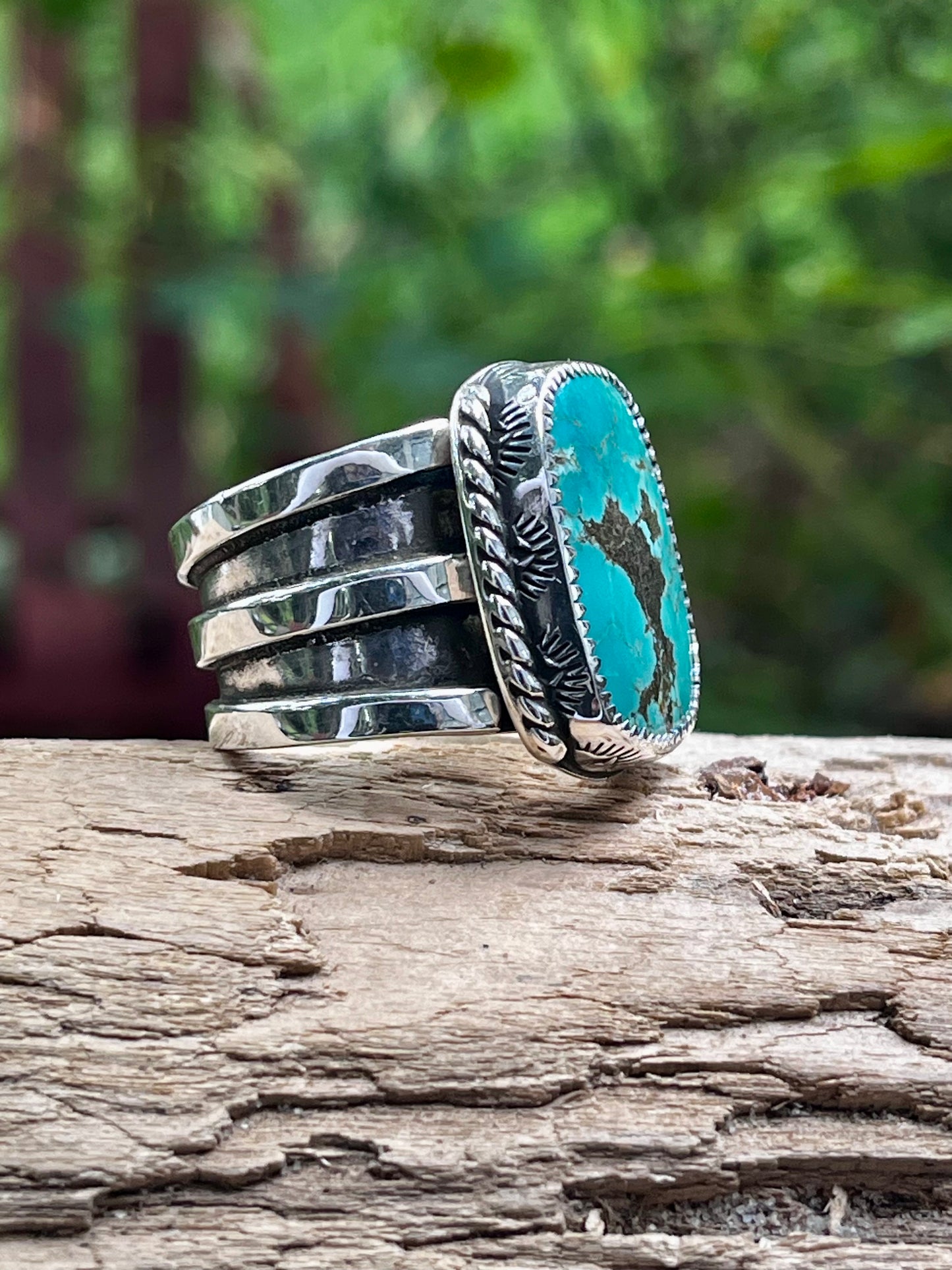 Tyrone Turquoise statement “Black Bird” ring Sz-10.5