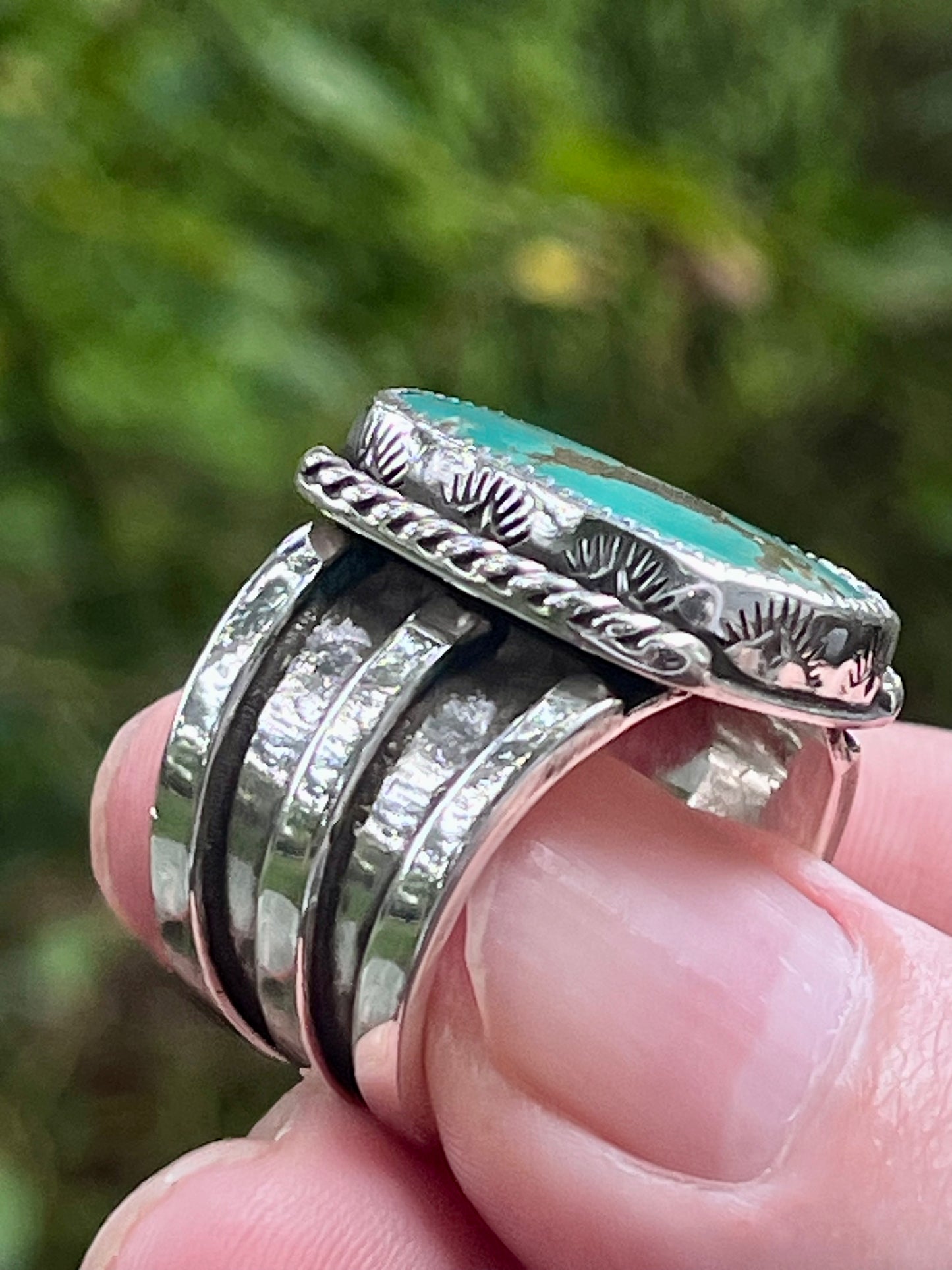 Tyrone Turquoise statement “Black Bird” ring Sz-10.5