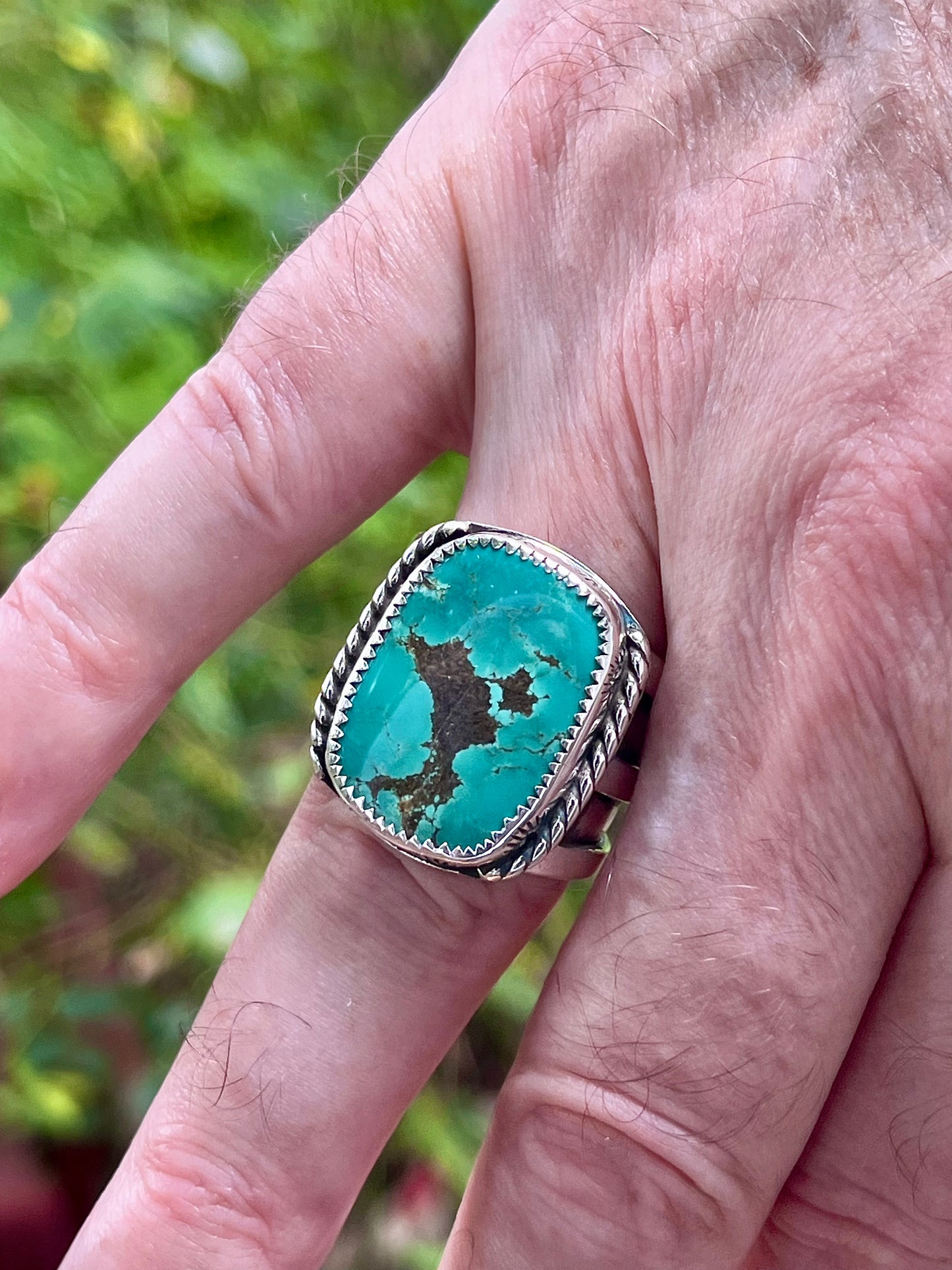 Tyrone Turquoise statement “Black Bird” ring Sz-10.5