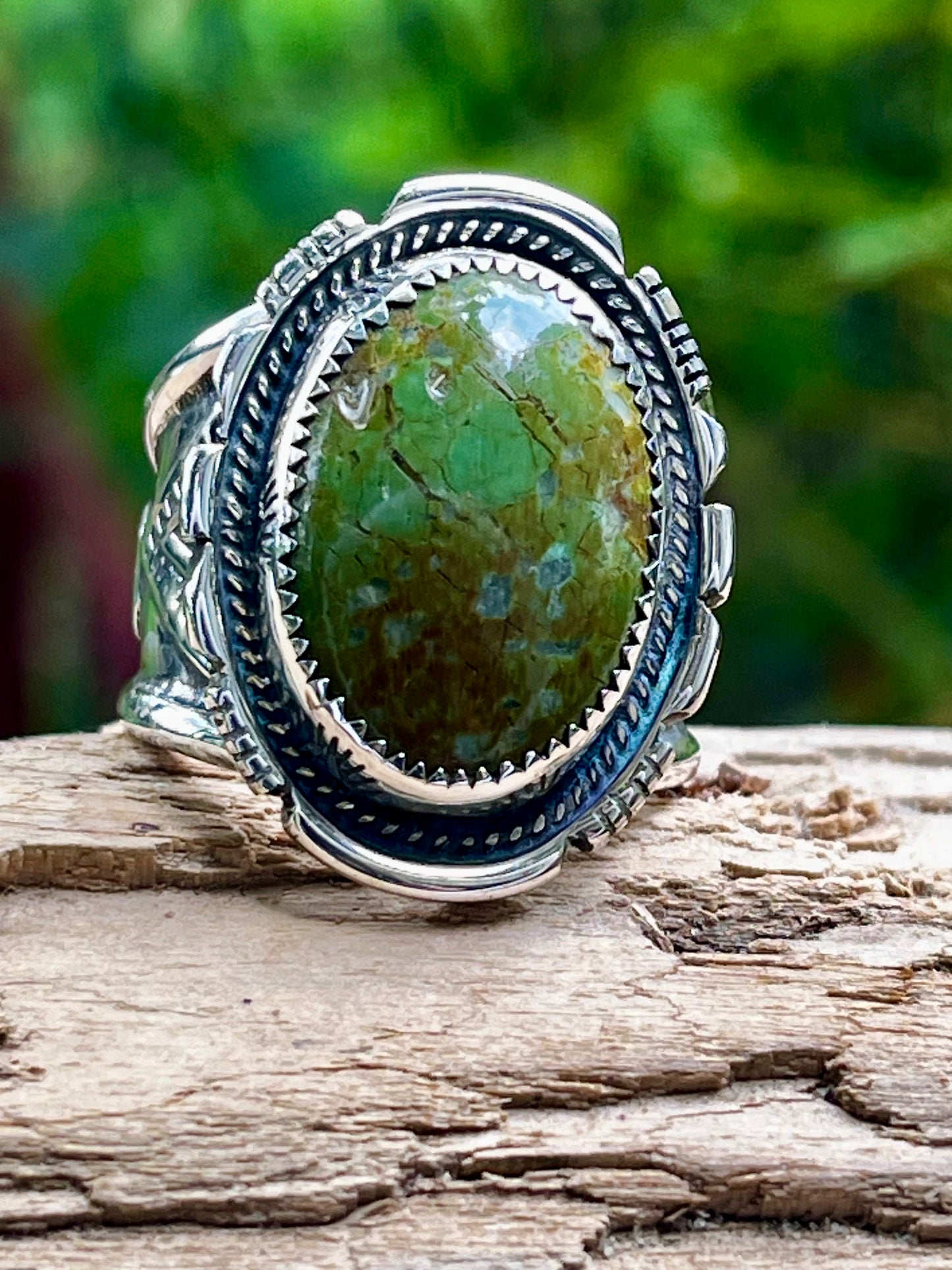 Royston Turquoise “Earth Green”statement ring Sz-10