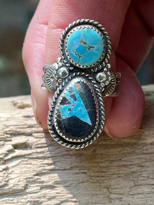 Brannon Blue and Royston Turquoise ring-size 7.5