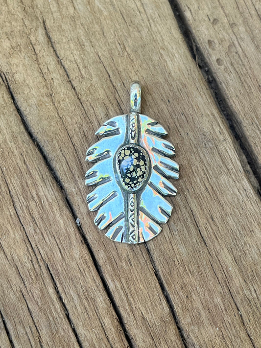 High grade New Lander Variscite feather pendant