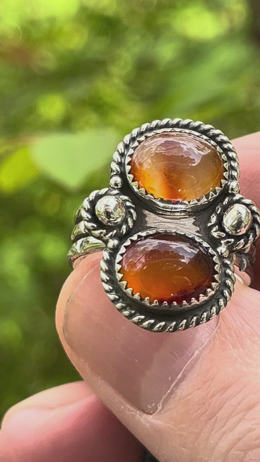 Dbl Natural Carnelian “the shine” Ring Sz-8.5