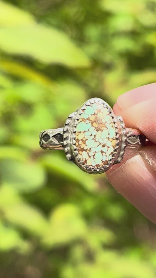 Natural High grade Gobi Desert Turquoise stacker ring size 6.5