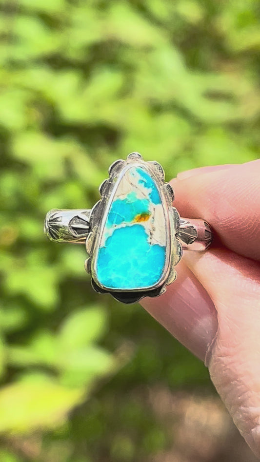 Natural High grade Pilot Mountain Turquoise ring Sz-9