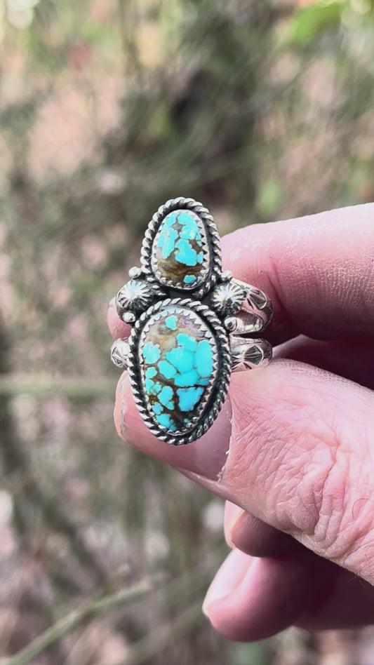 Natural High grade Royston “2” ring Sz-7.5-7.75