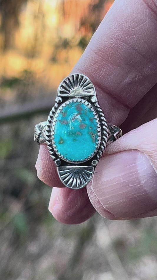 Lone Mountain Turquoise ring Sz-7.5