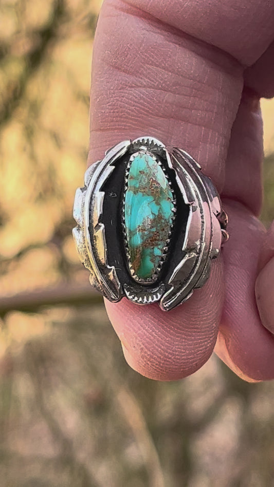Handcrafted high grade Royston Turquoise ring size-7